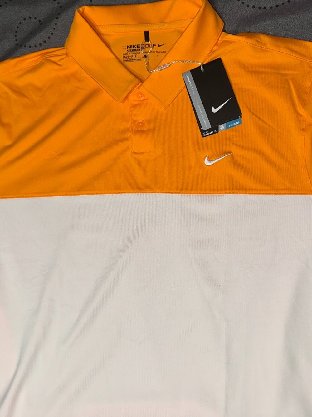 NIKE GOLF STANDARD FIT ORANGE & WHITE POLO SHIRT SIZE L MEN NWT $65.00